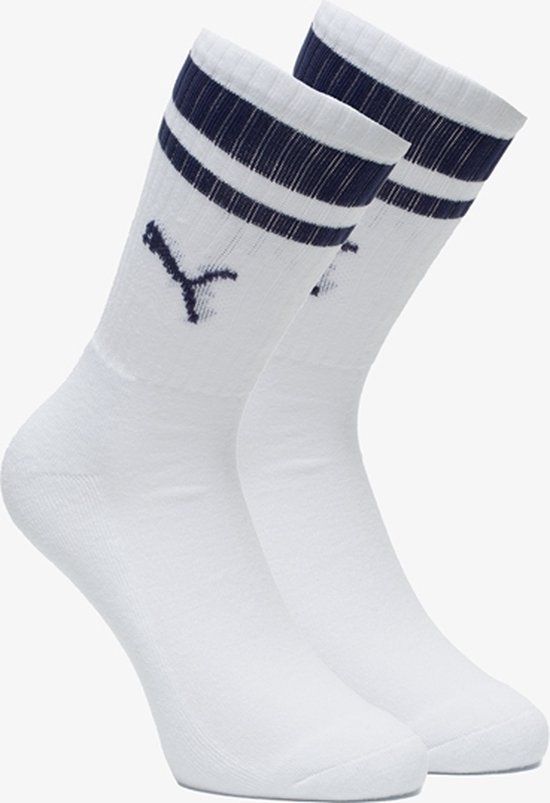 Puma Crew Heritage Stripe 2p Unisex Sports Socks White/Blue 43-46