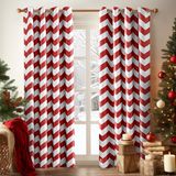 Melodieux Modieuze chevron-gordijnen voor woonkamer eetkamer, verduisterende doorvoertules bovenraamgordijnen, geluiddicht, thermisch geïsoleerd voor slaapkamer, 84 inch lang, 132 bij 213 cm, rood (1 paneel)