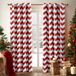 Melodieux Modieuze chevron-gordijnen voor woonkamer eetkamer, verduisterende doorvoertules bovenraamgordijnen, geluiddicht, thermisch geïsoleerd voor slaapkamer, 84 inch lang, 132 bij 213 cm, rood (1 paneel)