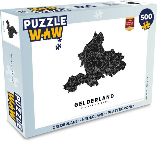 MuchoWow Puzzel Gelderland - Nederland - Plattegrond - Legpuzzel - Puzzel 500 stukjes - Stadskaart