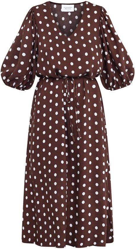 SisterS Point Jurk Ventia V Dr8 19853 Brown Dot Dames Maat M
