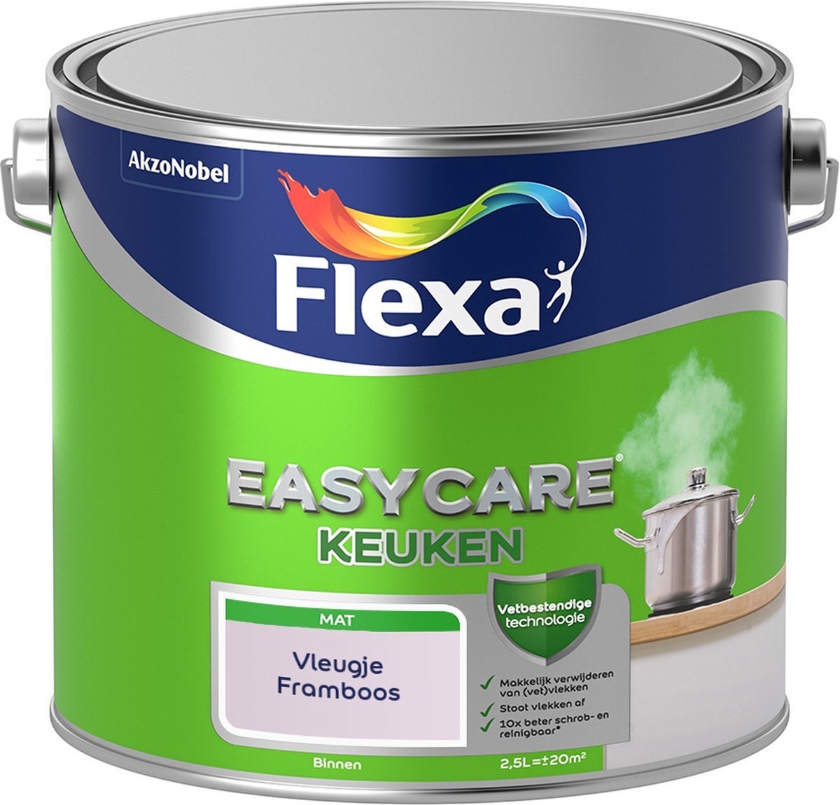 FLEXA Easycare Muurverf - Keuken - Mat - Mengkleur - Vleugje Framboos - 2,5 liter