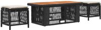 vidaXL Tuin Eettafel Set 4 st Zwart en Crème poly rattan