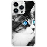Apple Siliconen hoesje compatibel met iPhone 14 Pro Kattenogen blauw