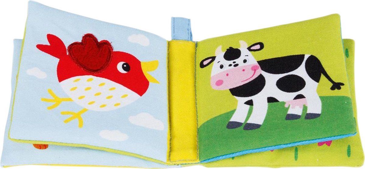 Goki Boek - Stof - Met pieper & knisperfolie - Katoen - 9x9cm
