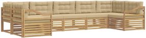 vidaXL - Buiten - bank - set - 7 - st - Wit - en - Beige - Polyester