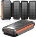 Panneau solaire powerbank, 26800 mAh, chargement sans fil avec PD 22,5 W, 3 ports, étanche pour extérieur, 4 panneaux solaires, blanc