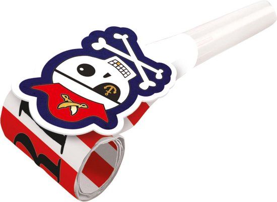 Amscan Feesttoeters Piraten Junior 30 Cm Papier Rood/wit 8-delig