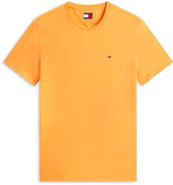 Tommy Jeans Heren T-shirt L Katoen/Polyester Oranje Korte Mouw Lente/Zomer 2026