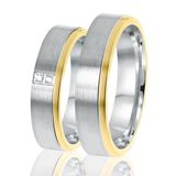 Lucardi Heren Vriendschapsring Salamanca - Ring - Vaderdag Cadeautje - Echt Zilver - Zilver en Goudkleurig
