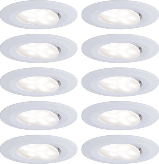 Paulmann Calla LED Inbouwspot Set - Wit Mat - IP65 - Zwenkbaar - 4000K - Rond - 10x5.2W