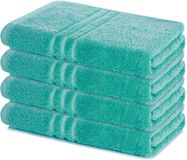Lavea® Set van 4 handdoeken 70x140 cm – 100% katoen – Turkoois