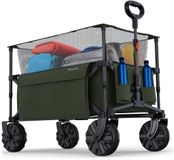 LifeGoods Bolderkar - 230L - Opvouwbaar - 100KG - Verhoogbaar - Met Beschermhoes - Bolderwagen - Groen