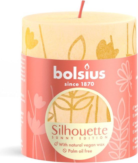 Bolsius Rustiek Print Butter Yellow Pillar Candle - 8 cm / ø 10 cm