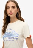Superdry Vintage Logo t-shirt ajusté avec strass - Femme - T-shirts - Blanc chiné - Taille UK8-EU36