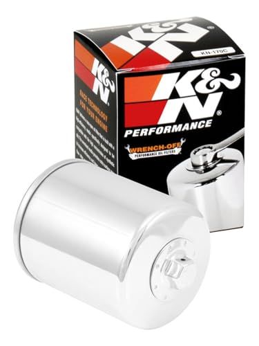 K&N Powersports Oliefilter - Opschroeffilter Chrome 75x94mm compatibel met Harley Davidson (KN-170C)