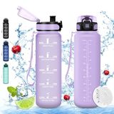 Vikaster Sportdrinkfles, 1000 ml, BPA-vrije drinkfles, fiets, lekvrij, geschikt voor koolzuur, drinkfles sport voor fiets, fitness, school, kinderen, outdoor
