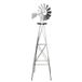 Wiltec Éolienne De Jardin Design Us – 670 X 670 X 2450 Mm – Couleur Argentée – Moulin Avec Roulement À Bille – Girouette Roue Texas Décorative Déco