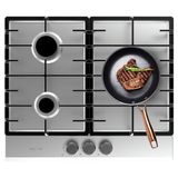 Cecotec Bolero Squad GN 3200F Gaskookplaat, 3 branders, roestvrij staal, 6,25 kW, voorbereid voor aardgas, complete grills van gietijzer, wokbrander met drievoudige kroon, automatische ontsteking