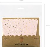 Partydeco Popcorn/snoep bakjes - 36x - roze/goud stippen - karton - 7 x 7 x 12 cm