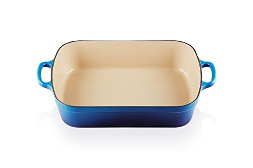 Le Creuset Kenmerkende geëmailleerde gietijzeren rechthoekige braadschaal, 33 cm, 4,9 liter, Azure