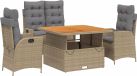 vidaXL 4-delige Tuinset met kussens poly rattan beige