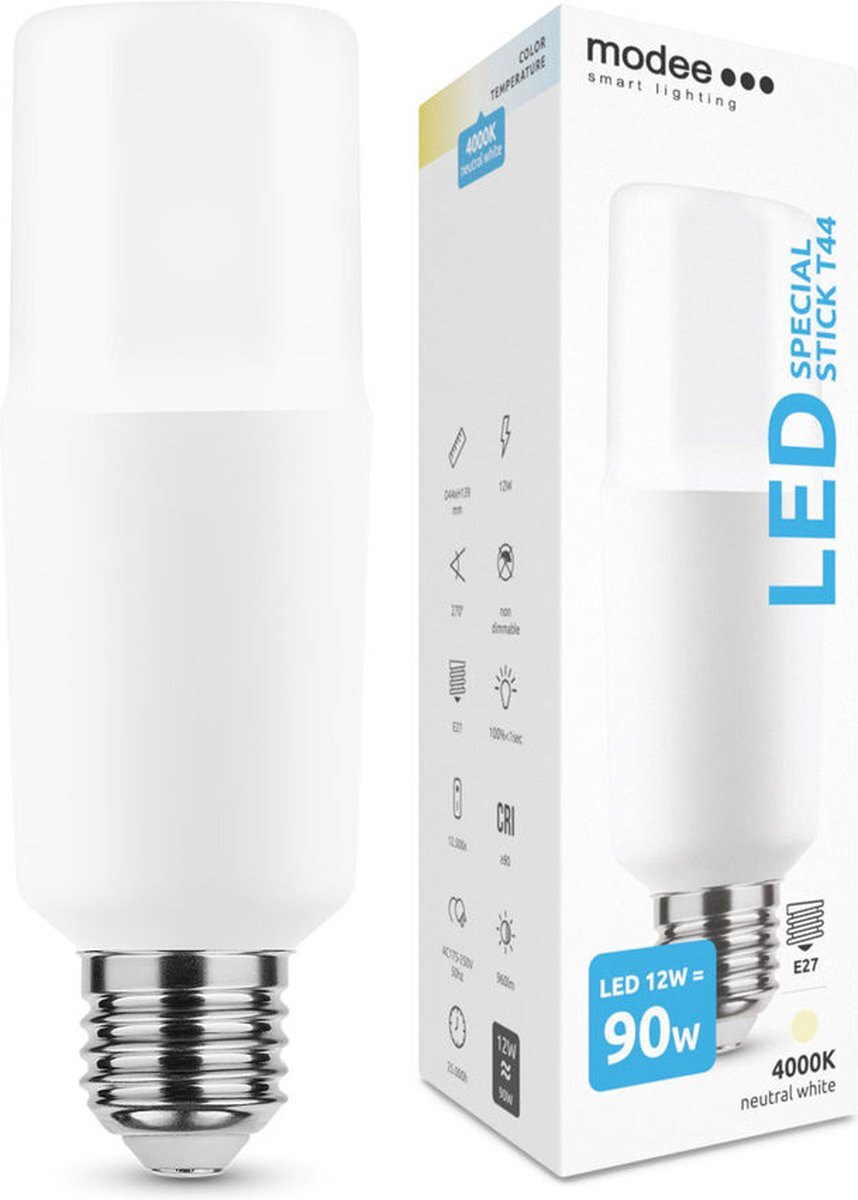 Smoking Acc. International Kft. LED lamp Stick - E27 T44 - 12W vervangt 90W - 4000K helder wit licht