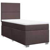 VidaXL Boxspringbed met matras, donkerbruin, 140x190 cm, gestoffeerd