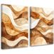 Tableaux Sur Toile Lot Abstraction : Vagues Et Lignes En Beige 2 X 70x100