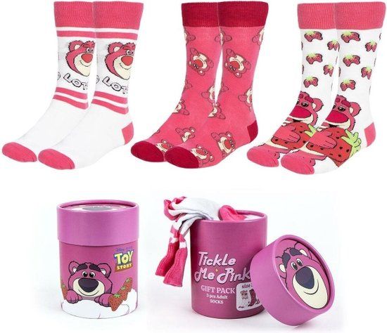 Toy Story™ Lotso Sokken in een Leuke Geschenkverpakking van 3 Paar Sokken (maat 36-41)