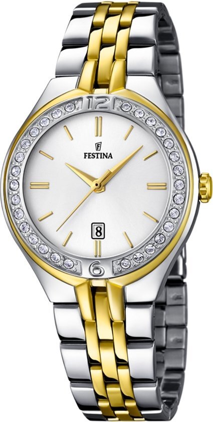 Festina F16868/1 horloge dames - zilver en goud - edelstaal