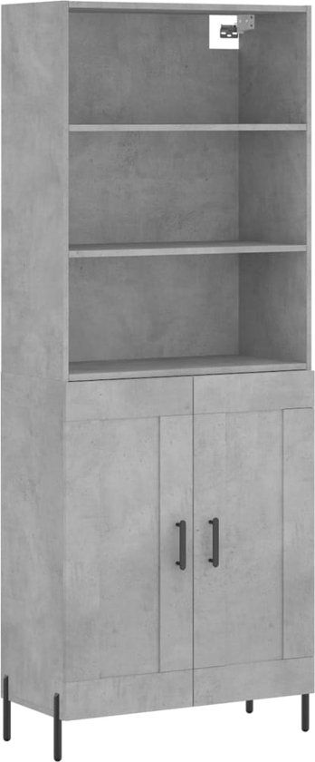 vidaXL Hoge kast 69,5x34x180 cm bewerkt hout betongrijs