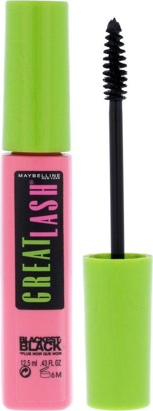 Maybelline Great Lash Mascara - 01 Blackest Black - Zwart - Volume - 12,5 ml