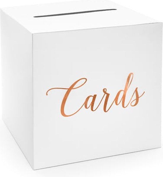 Kaartendoos Wit Rosé Goud - Themafeest - Karton - 24x24x20 cm