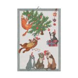 Ekelund Linneväveri Serviette de cuisine Purr-fect Christmas 35x50 cm Multi