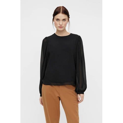 OBJECT OBJMILA Recycled Polyester Woven Top - Black