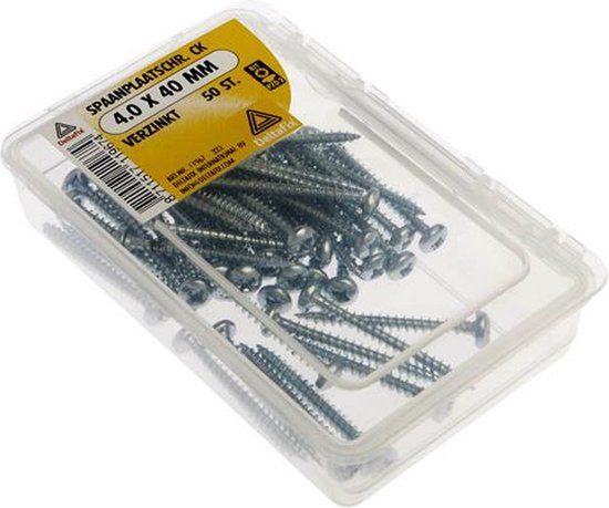 Deltafix Spaanplaatschroef Cilinderkop / Kruiskop Verzinkt 4.0 x 40 mm 50 st.