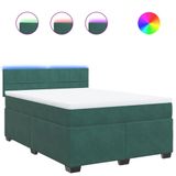 VidaXL Boxspringbed met matras, donkergroen, fluweel, 140x200 cm