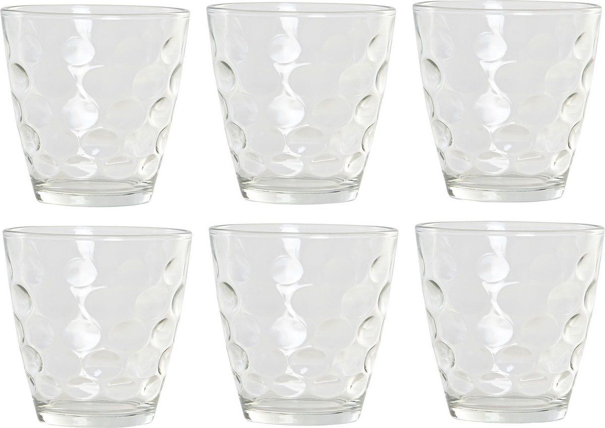 6x Transparante Waterglazen/Drinkglazen Cirkels Relief 400 ml - Glas