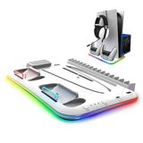 AKUMA Cyber A01 Manette multifonctionnelle avec ventilateur pour PS5 Slim Disc/Digital, PS5 Disc et PS5 Digital, chargeur rapide pour 2 manettes, support pour casque et lumière RVB, stockage de jeux