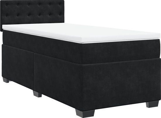 vidaXL Boxspring met matras fluweel zwart 80x200 cm