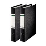 Leitz Ordner hard karton, verpakking van 2, met greepgat, zwart, A3, 80 mm