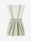 Vertbaudet Set - 2 delig - t-shirt - rok - strepen - katoengaas - saliegroen - 122