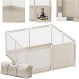 Tulano Cozy 20 - Grondbox / baby box / kinderbox - 130x130 cm - voor binnen en buiten - ademend gaas - EN71 gecertificeerd - 6 tot 36 maanden - Beige