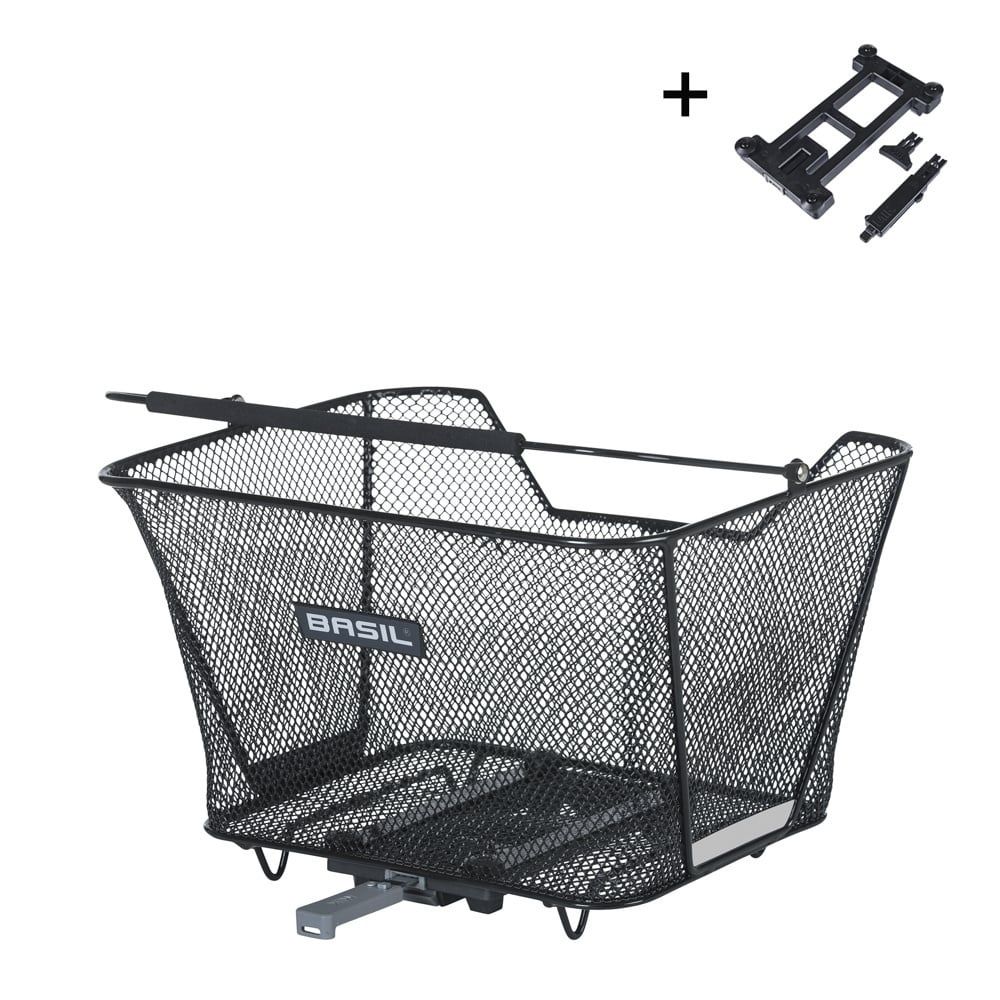 Basil Lesto MIK Fietsmand, afsluitbaar MIK-systeem incl. adapterplaat, weerbestendig en robuust, ideaal voor boodschappen en dagelijks gebruik