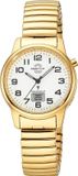 Master Time MTLA-10947-12Z: Montre pour femme avec heure radio-pilotée, affichage du jour et bracelet doré
