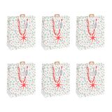 Eurowrap - X-32820-3Cpack - Set van 6 Kerstcadeauzakken - Medium - 21,5x10,2x25,3cm - Vegetatie