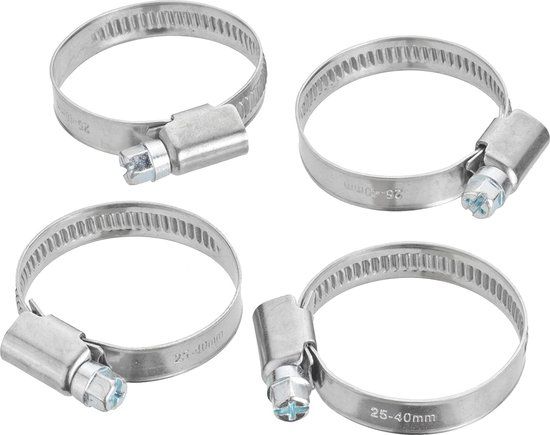 Cornat Slangklem - Ø 25 - 40 mm spanwijdte - 9 mm bandbreedte - 4 stuks in set - van roestvrij staal