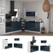 Vicco Keuken Fame-Line, Donkerblauw hoogglans/Wit, 340 cm zonder werkblad