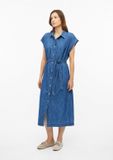 s.Oliver Jurk Blauw Katoen Lange Mouw Klassieke Kraag Steekzakken Knopen Effen Casual Dames 34